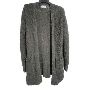 ZENANA Women's Cardigan Sweater Textured Knit Pockets Charcoal Gray Size M